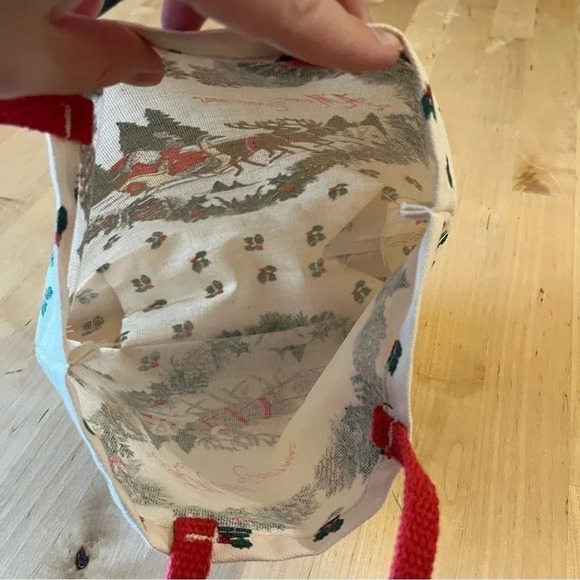 Vintage Small Hand Purse Bag Merry Christmas Santa Sleigh Heart Books - Picture 4 of 7